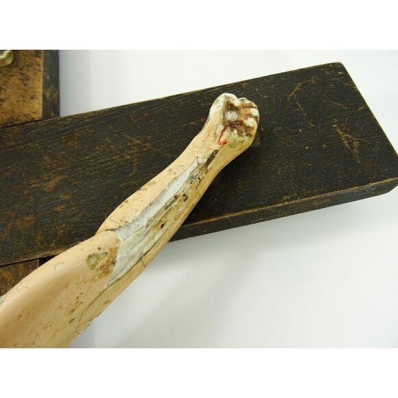 LARGE Wall Crucifix Vintage HEAVY Wear and Damage to Jesus Corpus Needs TLC - Picture 4 of 16